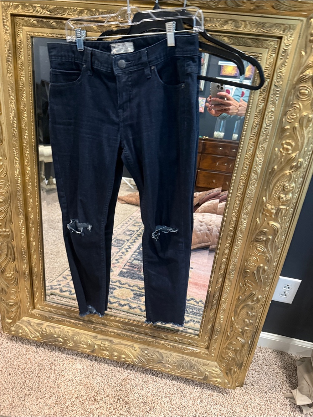 Free People Black Distressed Skinny Jeans